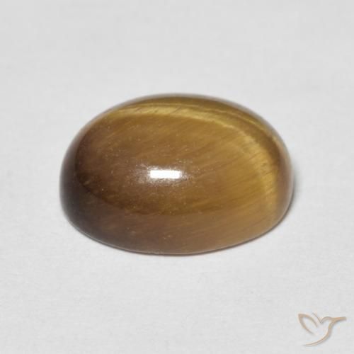 عين النمر بنى دافئ طبيعي، بيضوي، 3.12 قيراط، غير شفاف