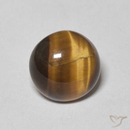 1.64ct طبيعي بني مصفر عين النمر, دائري, غير شفاف