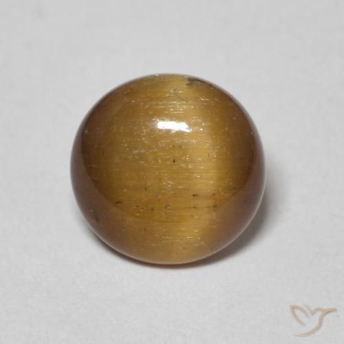 1.54ct طبيعي بني مصفر عين النمر, دائري, غير شفاف