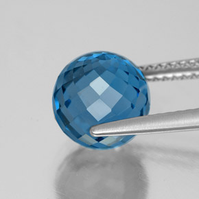 توباز أزرق لندنى طبيعي، جسم كروى / الكرة، 5.52 قيراط، VVS-VS
