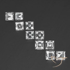 7.97ctw طبيعي أبيض توباز, مربع, VVS-VS