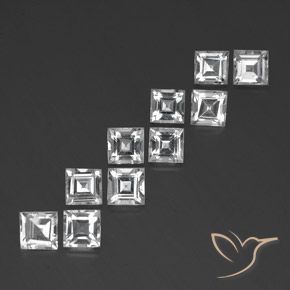أحجار توباز أبيض طبيعية، مربع، VVS-VS، وزنها 7.97 قيراط