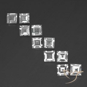 7.10ctw طبيعي أبيض توباز, مربع, VVS-VS