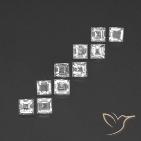 أحجار توباز أبيض طبيعية، مربع، VVS-VS، وزنها 3.35 قيراط