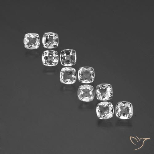 أحجار توباز أبيض شفاف طبيعية، قطع وسادة، VVS-VS، وزنها 4.41 قيراط