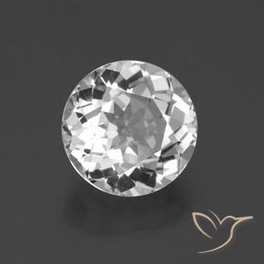 توباز أبيض شفاف طبيعي، دائري، 4.75 قيراط، VVS-VS
