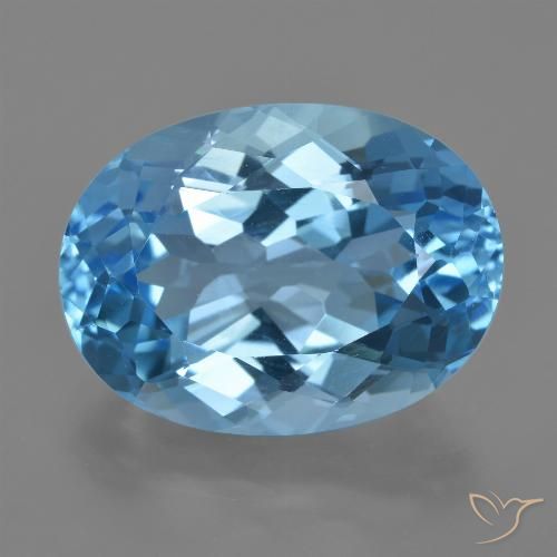 22.72ct طبيعي الأزرق السويسري توباز, بيضوي, VVS-VS