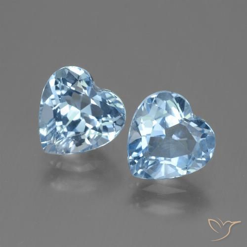 5.95ctw طبيعي أزرق سماوى توباز, قلب, VVS
