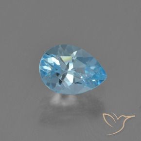 توباز أزرق سماوى طبيعي، شكل الكمثرى، 0.90 قيراط، VVS-VS