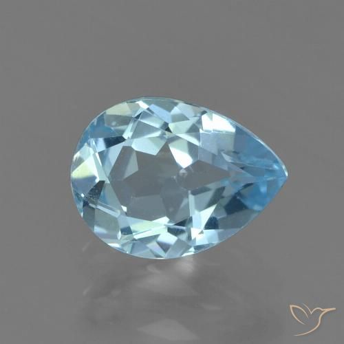 0.88ct طبيعي أزرق سماوى توباز, شكل الكمثرى, قليلا جدا