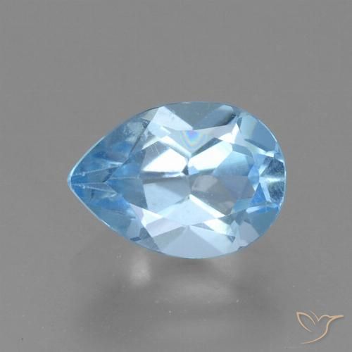 0.88ct طبيعي الأزرق السويسري توباز, شكل الكمثرى, قليلا جدا