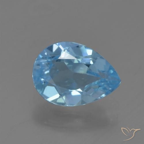 0.88ct طبيعي الأزرق السويسري توباز, شكل الكمثرى, قليلا جدا