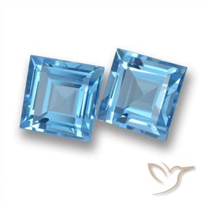 أحجار توباز أزرق سماوى طبيعية، مربع، VVS-VS، وزنها 3.99 قيراط