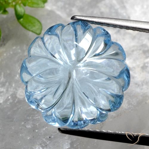 8.55ct طبيعي أزرق سماوى توباز, قص وردة, شفاف