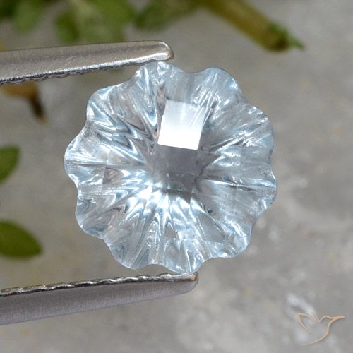 1.90ct طبيعي أزرق سماوى توباز, قص وردة, شفاف