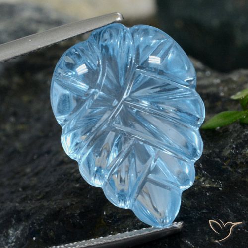 14.95ct طبيعي الأزرق السويسري توباز, قص وردة, شفاف