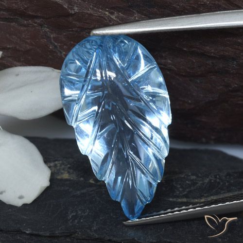 14.78ct طبيعي الأزرق السويسري توباز, قص وردة, شفاف