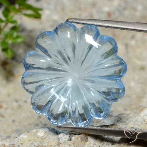 12.02ct طبيعي أزرق سماوى توباز, قص وردة, شفاف