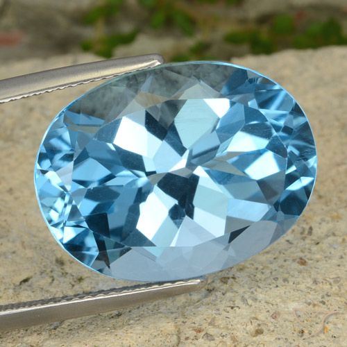 21.13ct طبيعي الأزرق السويسري توباز, بيضوي, VVS