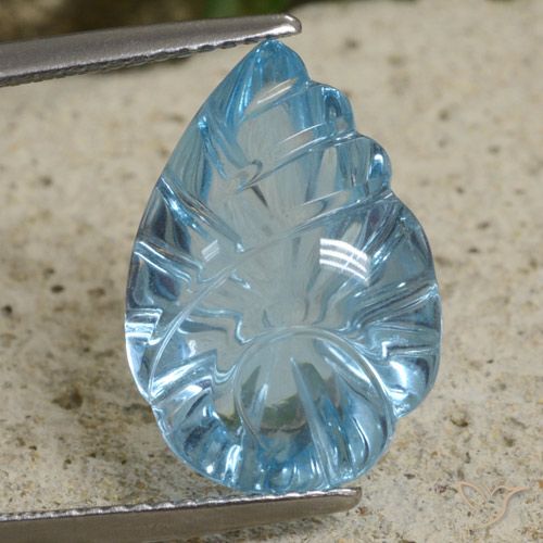 11.15ct طبيعي الأزرق السويسري توباز, قص وردة, شفاف