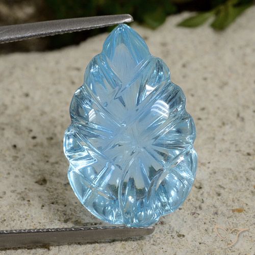 12.49ct طبيعي أزرق سماوى توباز, قص وردة, شفاف