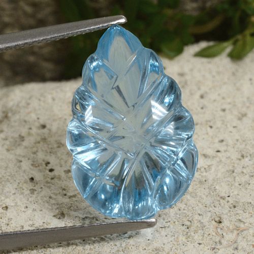 11.31ct طبيعي أزرق سماوى توباز, قص وردة, شفاف