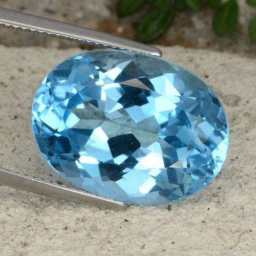 22.38ct طبيعي الأزرق السويسري توباز, بيضوي, VVS-VS