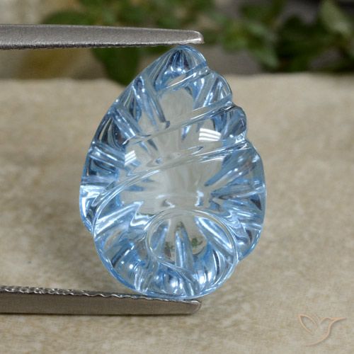 9.03ct طبيعي الأزرق السويسري توباز, قص وردة, شفاف
