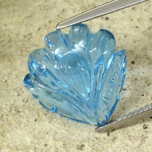 13.37ct طبيعي الأزرق السويسري توباز, قص وردة, شفاف