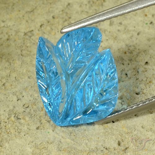 7.81ct طبيعي الأزرق السويسري توباز, قص وردة, شفاف