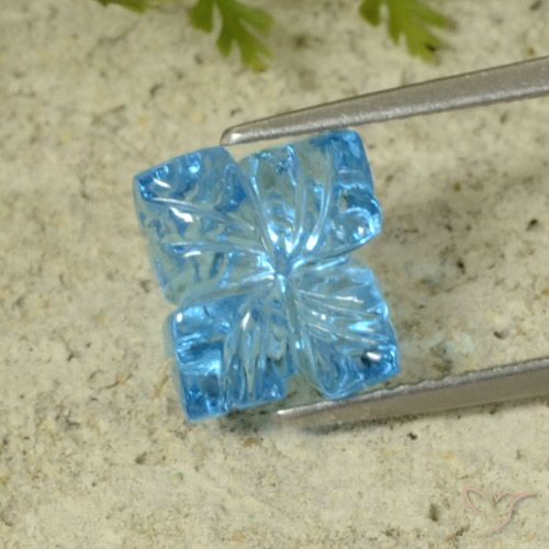 5.16ct طبيعي الأزرق السويسري توباز, قص وردة, شفاف