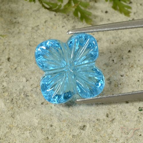 8.41ct طبيعي الأزرق السويسري توباز, قص وردة, شفاف