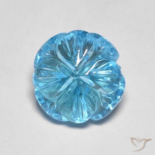 2.95ct طبيعي الأزرق السويسري توباز, قص وردة, شفاف