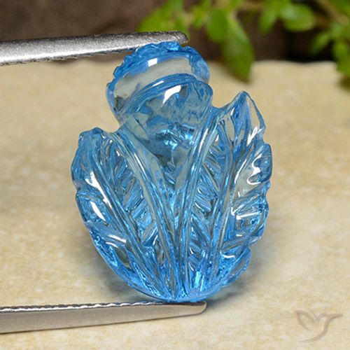 11.60ct طبيعي الأزرق السويسري توباز, قص وردة, شفاف
