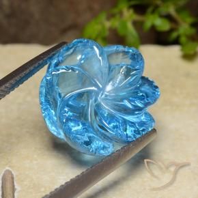 توباز الأزرق السويسري طبيعي، قص وردة، 17.92 قيراط، شفاف