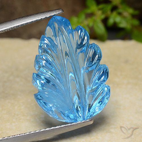 15.17ct طبيعي الأزرق السويسري توباز, قص وردة, شفاف