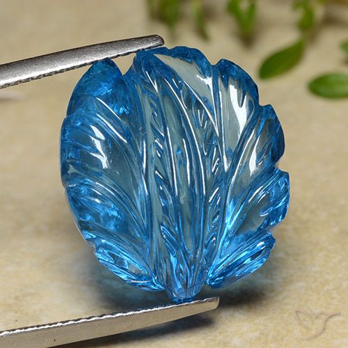 27.42ct طبيعي الأزرق السويسري توباز, قص وردة, شفاف