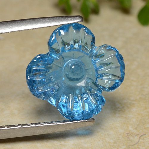 7.40ct طبيعي الأزرق السويسري توباز, قص وردة, شفاف