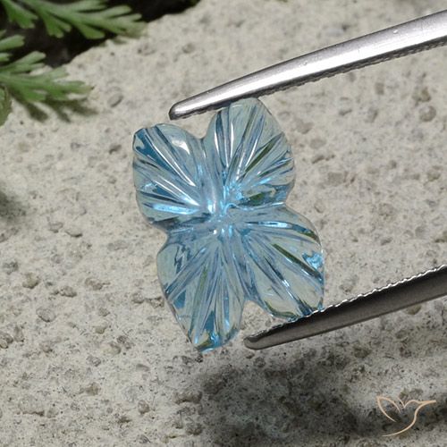 5.72ct طبيعي الأزرق السويسري توباز, قص وردة, شفاف