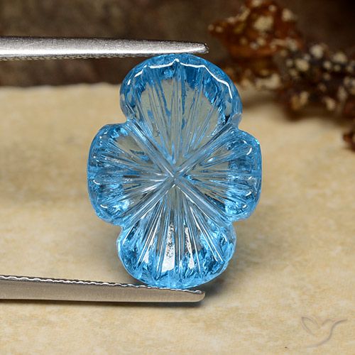 9.28ct طبيعي الأزرق السويسري توباز, قص وردة, شفاف