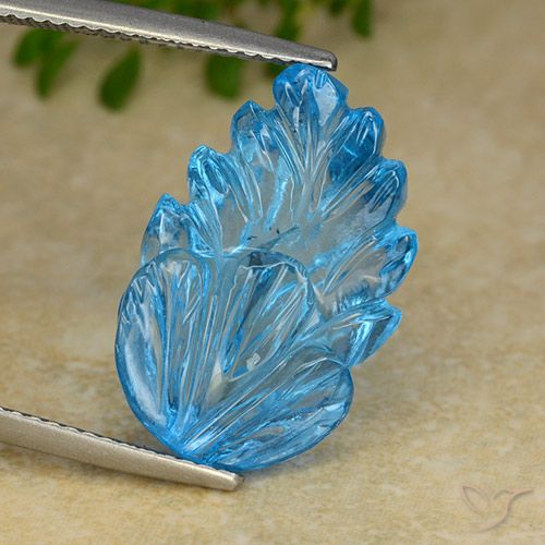 15.58ct طبيعي الأزرق السويسري توباز, قص وردة, شفاف