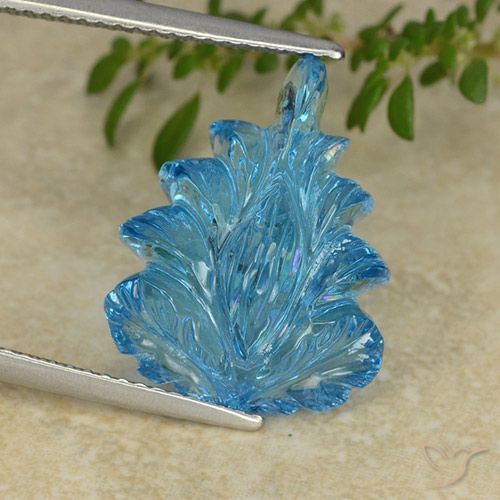 12.05ct طبيعي الأزرق السويسري توباز, قص وردة, شفاف
