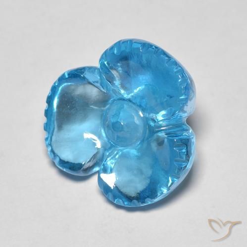 7.54ct طبيعي الأزرق السويسري توباز, قص وردة, شفاف