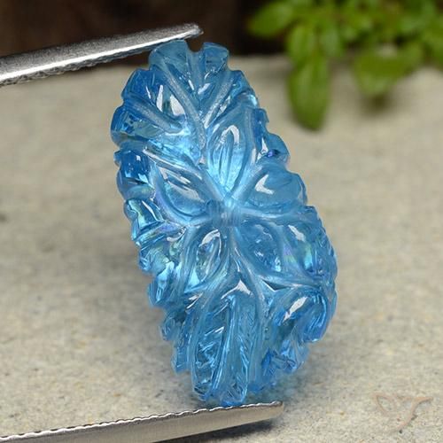 11.53ct طبيعي الأزرق السويسري توباز, قص وردة, شفاف