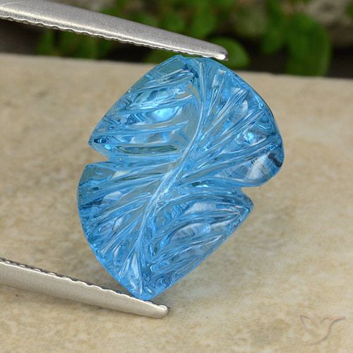 7.38ct طبيعي الأزرق السويسري توباز, قص وردة, شفاف