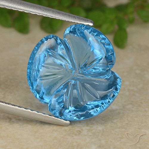 9.51ct طبيعي الأزرق السويسري توباز, قص وردة, شفاف