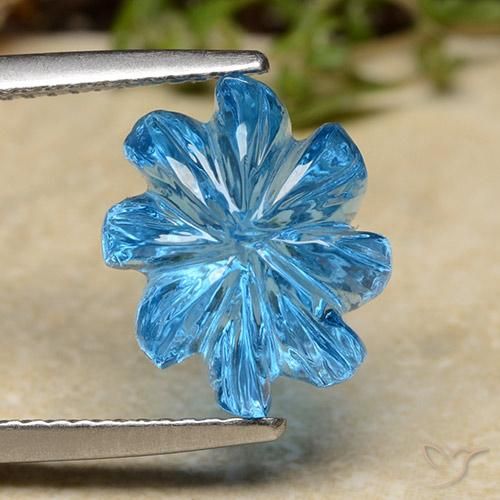 7.62ct طبيعي الأزرق السويسري توباز, قص وردة, شفاف