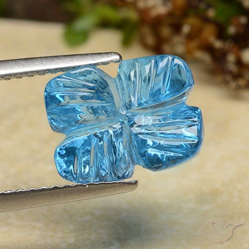 5.81ct طبيعي الأزرق السويسري توباز, قص وردة, شفاف
