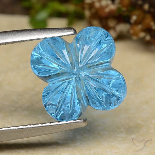 6.04ct طبيعي الأزرق السويسري توباز, قص وردة, شفاف
