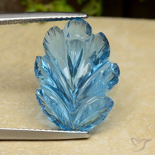 15.17ct طبيعي الأزرق السويسري توباز, قص وردة, شفاف